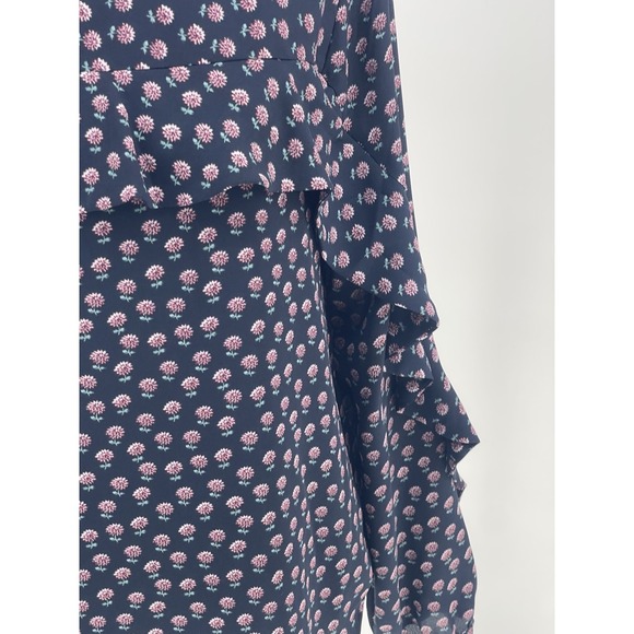 Loft Blue Pink‎ Polka Dot Ruffle Blouse Size S Frill Viscose Spot Top Bin11 - Picture 3 of 8